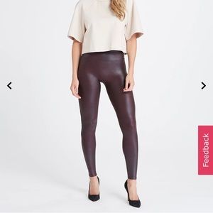 Spanx Faux Leather leggings in Wine